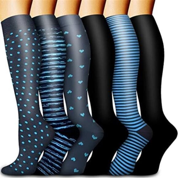 6 Pack Women's Assorted Copper Compression Socks